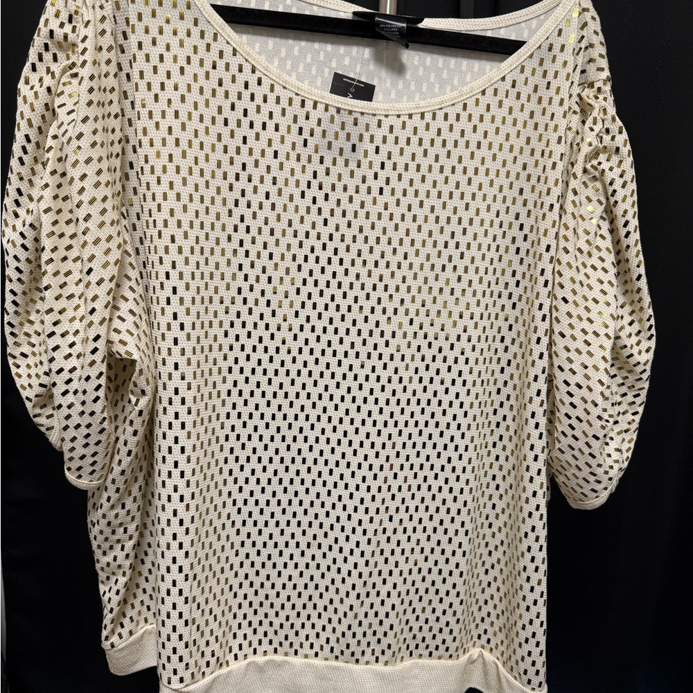Ashley Stewart White and Gold 2 Piece Set